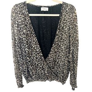 Velvet by Graham and Spencer Cheetah Blouse with Metallic Stripe